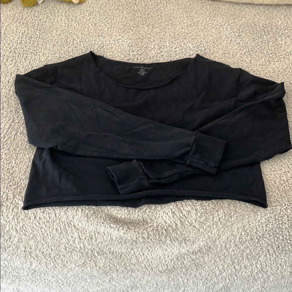 Navy Long Sleeve Crop Top